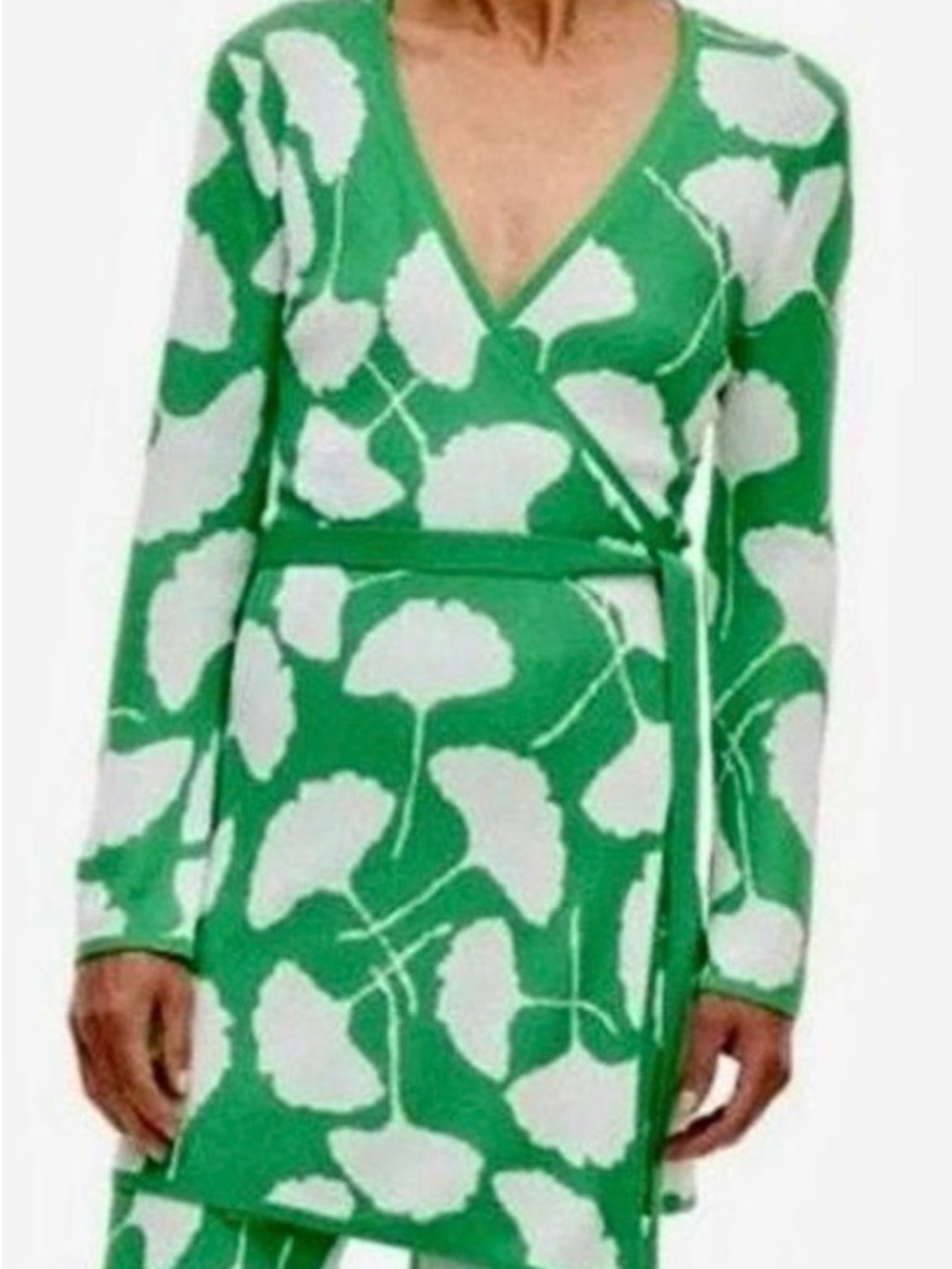 Diane Von Furstenberg for Target Green and White Long-Sleeve Wrap